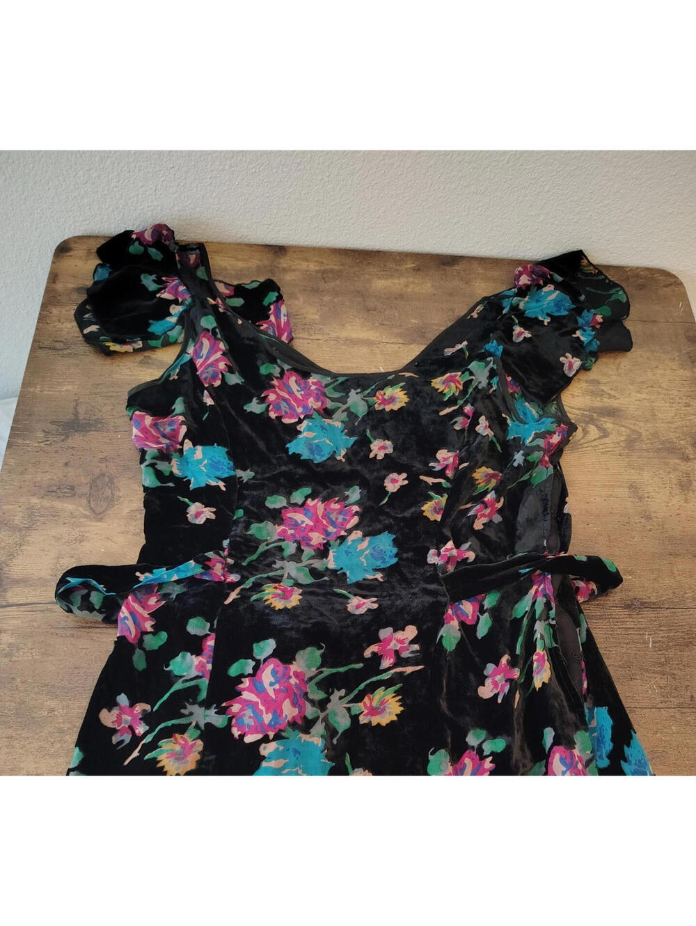 4 Love Liberty Johnny Was Black Floral Silk Blend Mini Dress - Picture 4 of 9